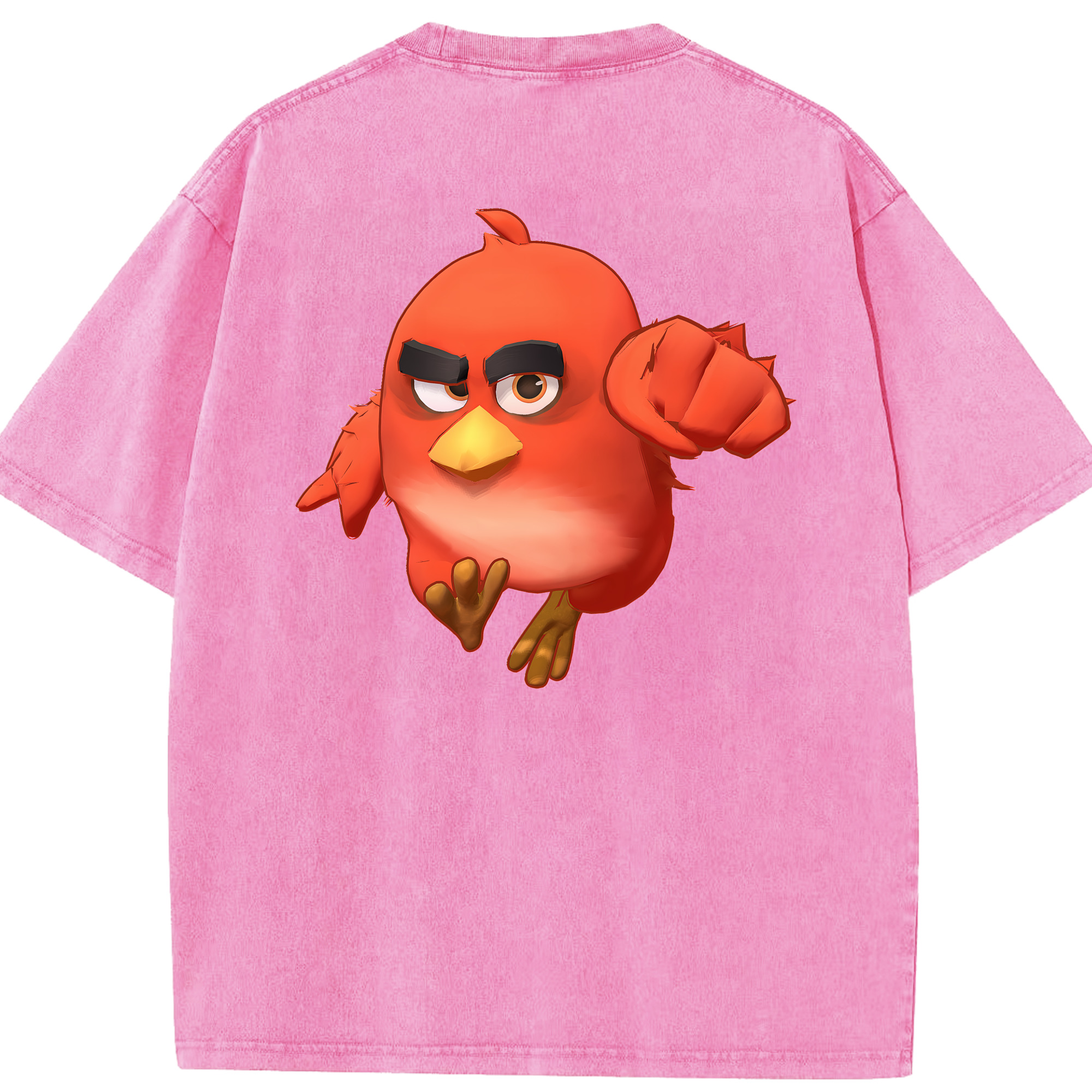 （画像用） Angry Birds アングリーバード 綿100% ヴィンテージ風 半袖Tシャツ（背面プリント）